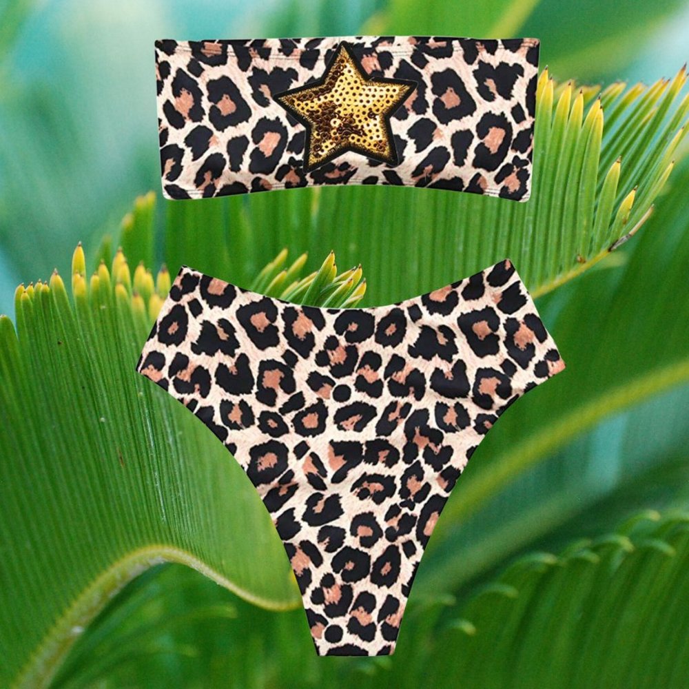 Tulum 2 pieces Bathing Suit Animal Print Sequins